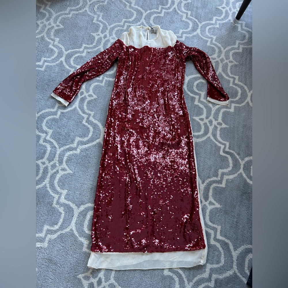 Zara New Sequin Chiffon Dress XS - Picture 4 of 6